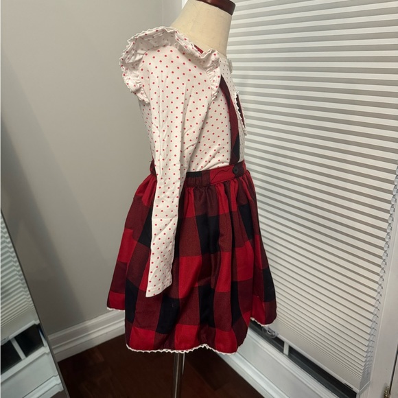Pippa & Julie | Red & Black Plaid Jumper Dress with Long Sleeve Shirt | Size 4 - Picture 3 of 8